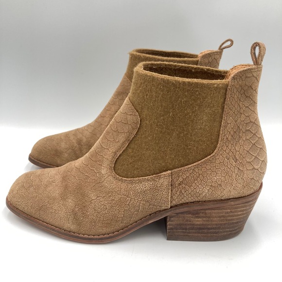 Crown Vintage Shoes - Crown Vintage Giancita Snake Embossed Leather Suede Chelsea Boots Women Size 7 M